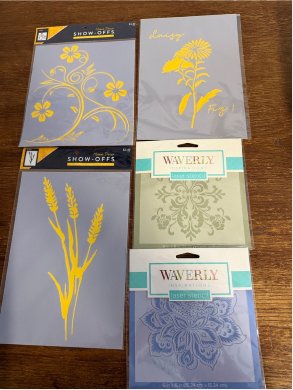 7 Piece Craft Stencil Lot Waverly Inspirations Show-Offs Top Notch Floral Damask